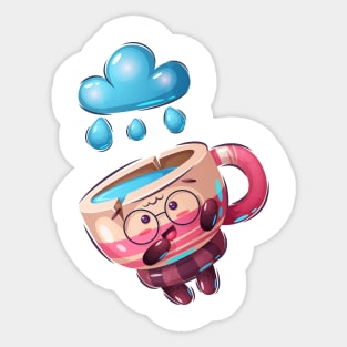 Funny Cup Water raining Sticker